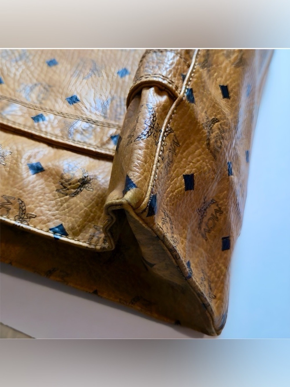 Vintage MCM Visetos Cognac Tote Shopper Bag Monogram Large - Picture 13 of 16